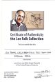 Authenticity certificate stating the KC Comics award came from Lee's personal collection.